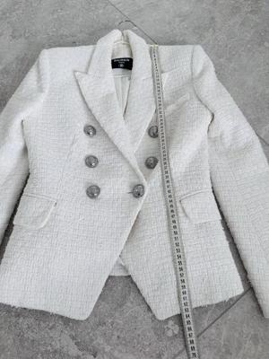 Balmain Tweed Blazer Weiß GR FR 38 Bild 6