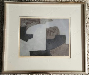 Original Serge Poliakoff von 1964  Komposition in Braun, Grau und Schwarz Radierung 