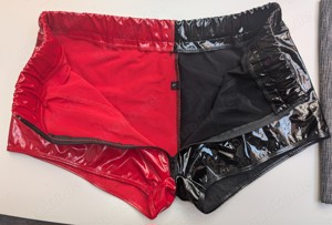 Herren Sexy Shorts Wetlook Slip Ouvert Unterhose Lack Leder Latex Dessous Ledershorts eher Größe S  Bild 3