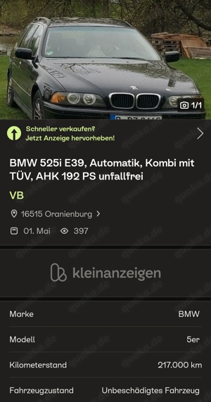 BMW 5er Automatik E39 Kombi 192 PS