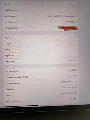 Apple iPad Pro 6. Gen 512GB, Wi-Fi + 5G (Ohne Simlock), 12,9 Zoll - Space Grau