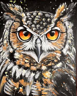  Weise Eule  Acrylgemälde (50 x 40 cm), Leinwand auf Keilrahmen, lackiert