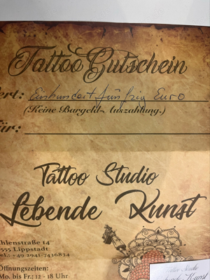 150  Tattoo Gutschein Lebende Kunst Lippstadt 