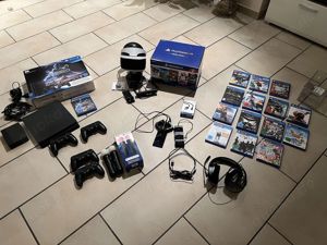 PS4 Slim 1TB mit VR Brille, Controllern, 20 Spiele - GROSSES SET