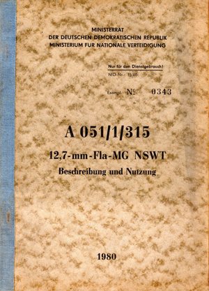 Handbuch NVA 12,7 mm Fla-MG Beschreibung und Nutzung