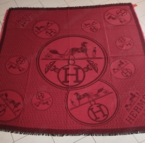 Hermes Schal - Weinrot Schwarz 140x140cm