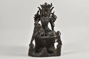 Asiatika Bronze Figur Buddha signiert