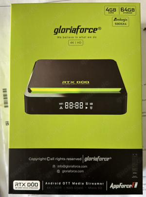 Gloriaforce RTX Duo 4K UHD Android 11 IP-Receiver (HDR10+, 60fps, Dual-WiFi, LAN