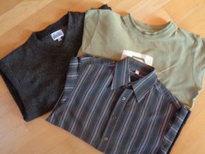 Set,  Pulli + langarm-Shirt + festliches Hemd, Gr. 128   W9