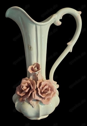 Sehr große ungewöhnliche Vintage Vase mit rosa Relief Rosenblüten gearbeitet   sehr edel