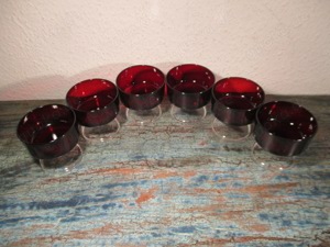 6 Vintage Luminarc Ruby Red Gläser 120ml rubinrot Dessertgläser Champagnerschale