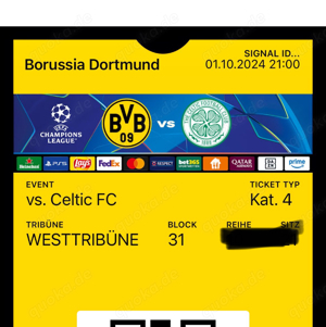 2-3 Traum Tickets Borussia Dortmund BVB-Celtic Glasgow