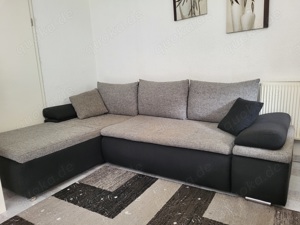 Sofa mit Schlaffunktion schwarz grau 2,7 x 1,7 m