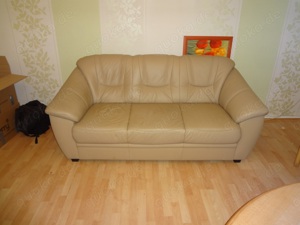 Leder Einzelsofa 3 sitzer, OCKER farbend,  B 190 cm