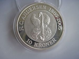 10 Kronen 1 Unze Silbermünze Dänemark 2005 H.C. Andersen, Hässliches Entlein