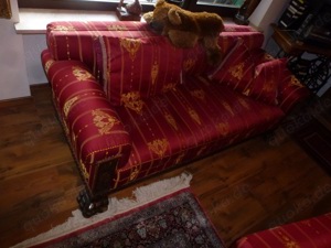 Couch Garnitur um 1900 neu bezogen  Couch + 2 Sessel   Löwentatzen Füße Couch 200x90x83 Sessel 90x75 Bild 7
