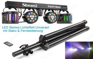 Partybar Lichteffekt mit 2x Derby + 2x PAR LEDs, Karaoke- DJ- PA- Bühne- Party, Neu