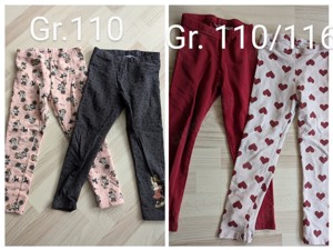 Lange Leggins (warm) Gr. 110 und 110 116  - z. B. Minnie Mouse - schwarz und rosa und rot