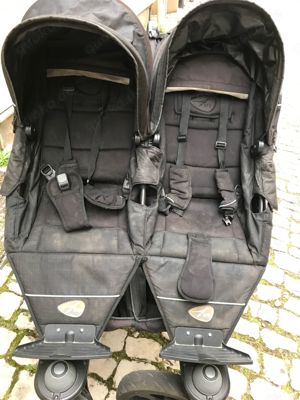 TFK TWIN Zwillings- Geschwister-Kinderwagen 4J. alt Schwarz mit viel Zubehör