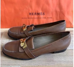 NP 1000, - HERMÉS Paris Loafer 39 40 Echtleder Business Slipper Mokkassins Hermés Lederschuhe 