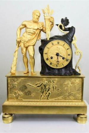 Antike Französische Figurenuhr Kaminuhr Pendule Ormolu  Hercules 