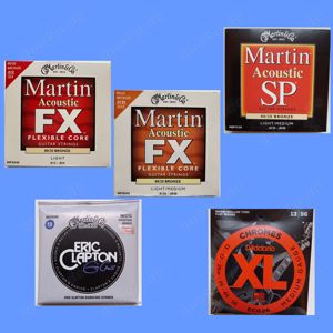 Verschiedene Saiten-Sätze für Gitarre (Martin, D'Addario)