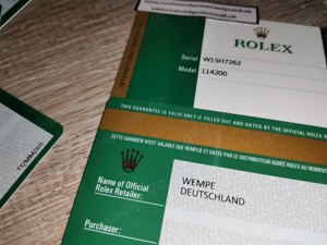 verkaufe Blanko Rolex Guarantee Card Deutschland 