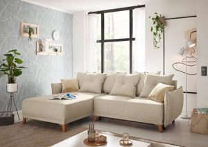 Ecksofa Pamplona L-Form, mit Bettkasten und schlaffunktion | NEU      