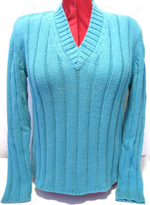 Warmer Strickpullover von Cecil mit V-Ausschnitt - petrol - Gr. XL - 42-44