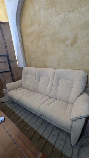 Weißes Alcantara Sofa, Dreisitzer 