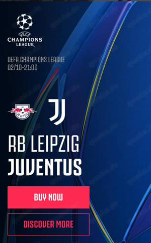 2x Tickets Leipzig vs Juventus