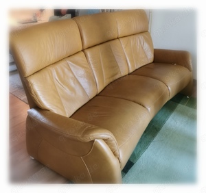 Ledercouch in beige von Fischer 