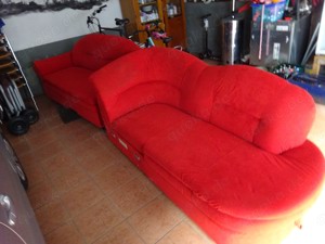 Eck Schlafcouch mit Stauraum in Rot