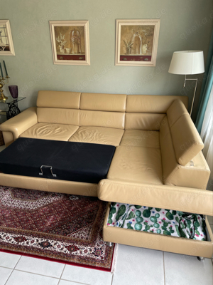 Eck-Couch Leder mit Bettfunktion