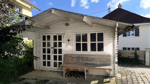 Gartenhaus - Blockbohlenhaus ca. 4m x 4m (zzgl. Vordach 1,5m)