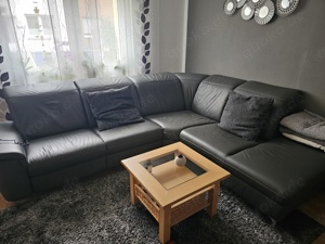 Wohnlandschaf   Sofa Leder grau