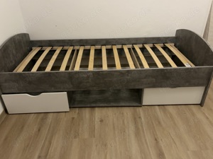 Bett mit 2 Schubkasten Stauraum und eine Mittlere Ablage und Bett- Holzlatte 90x200 