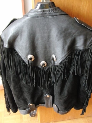Chopper Lederjacke,Motorradjacke, Bikerjacke mit Fransen, Retro Bild 3