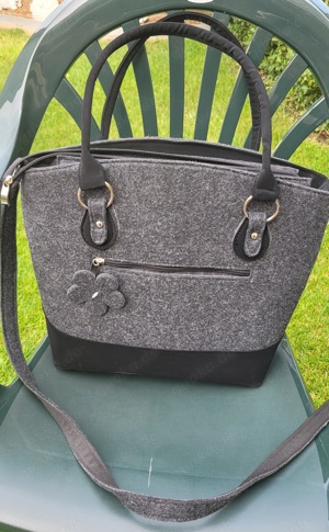 Designer Filztasche MARSCHOLLEK Edelweiß Trachten grau *NEU* Bild 5