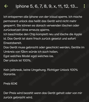 biete iphone icloud permanent unlock alle Geräte 