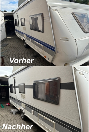 Aufbereitung Reinigung Aussenwäsche Folierung Beklebung Wohnwagen Wohnmobil Kastenwagen Camper