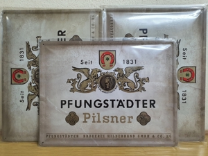 Pfungstädter Pilsener 3 Retro Blechschilder OVP