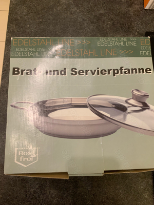 Brat- und Servierpfanne, 28 cm, Edelstahl, neu