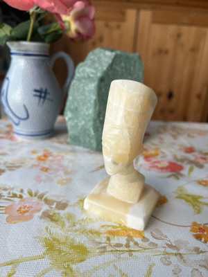 Vintage Onyx Marmor Kleopatra Skulptur-Figur Onyx beige