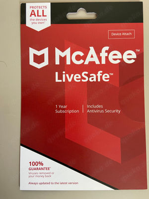 McAfee LiveSafe 1 Year Subscription Virenschutz Antivirus alle Geräte.