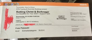 2 Tickets für Rotting Christ   Borknagar am 3.10.2024 Heidelberg 