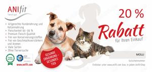 Gutschein 20% von ANIfit Tiernahrung für Katzen und Hunde