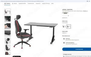 Elektrischer Stehtisch Gamingschreibtisch 140 x 180 UPPSPEL IKEA