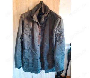 Herren Steppjacke Parka Mantel XXL grau Kapuze Pel