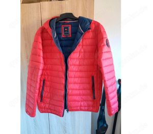 Herren Steppjacke XL Gr. 54 rot Kapuze Männer